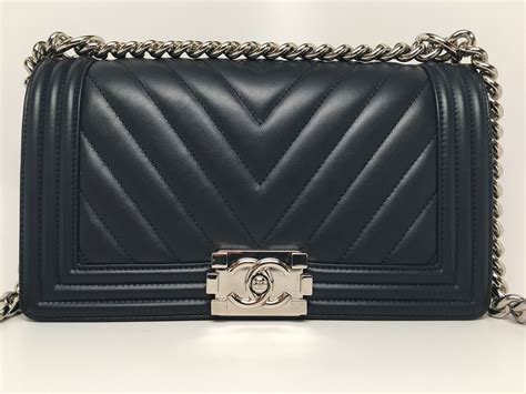 chanel dark navy micro chevron boy bag|Chanel boyfriend bag.